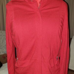 Chico's | Jackets & Coats | Chicos Red Zip Front Jacket Front Zipper Size 1
